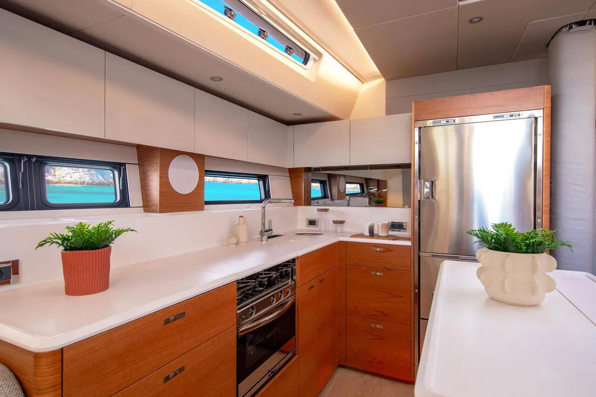 Galley of Art H, a Hanse Yachts Hanse 590 sailboat at Pirovac, Croatia
