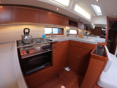 Galley of Famiglia, a Beneteau Oceanis 51.1 sailboat at Athens, Greece