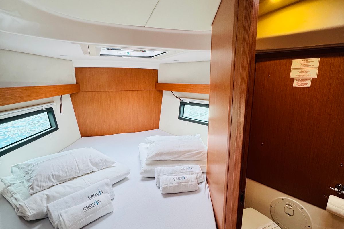 Cabin on Simbad, a Bavaria C38 sailboat at Novi Vinodolski, Croatia