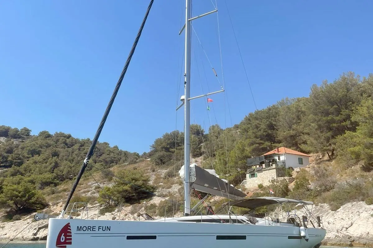 Exterior view of More Fun, a More Boats More 55 sailboat at Grad Kaštela, Croatia
