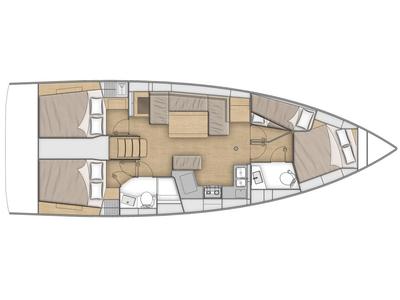 Floor plan of Ithaca, a Beneteau Oceanis 40.1 sailboat at Athens, Greece