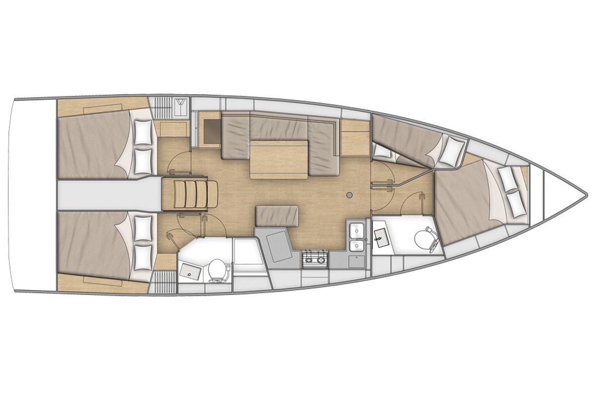 Floor plan of Ithaca, a Beneteau Oceanis 40.1 sailboat at Athens, Greece
