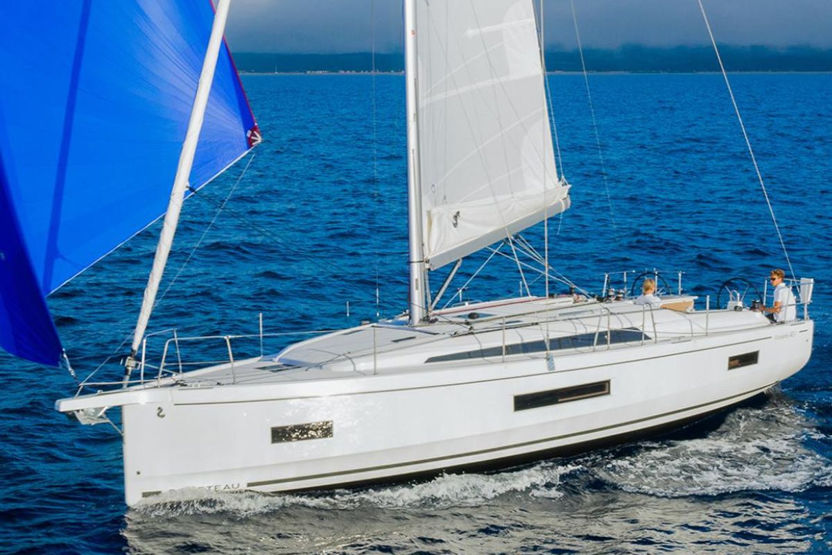 Exterior view of Ithaca, a Beneteau Oceanis 40.1 sailboat at Athens, Greece