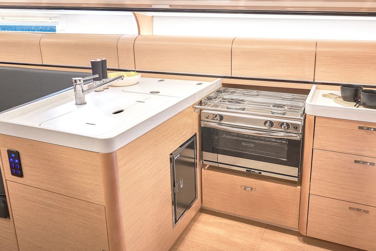 Galley of Mrs. Gump, a Dehler 38 SQ sailboat at Punat, Croatia