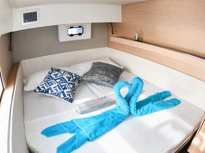 Cabin on Sea Spirit, a Nautitech Rochefort Nautitech 40 Open catamaran at Grande Rivière Noire VCA, Mauritius