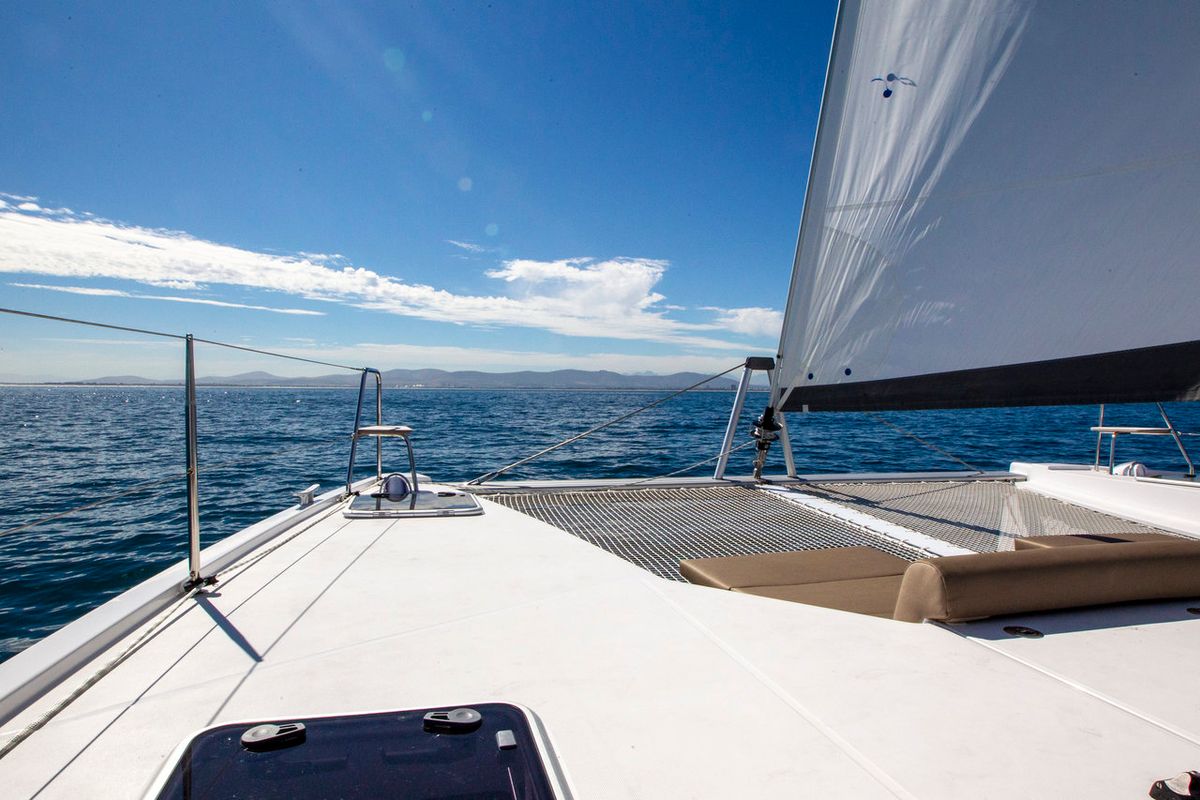 Deck of Sea Spirit, a Nautitech Rochefort Nautitech 40 Open catamaran at Grande Rivière Noire VCA, Mauritius