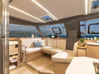 Salon of Sea Spirit, a Nautitech Rochefort Nautitech 40 Open catamaran at Grande Rivière Noire VCA, Mauritius