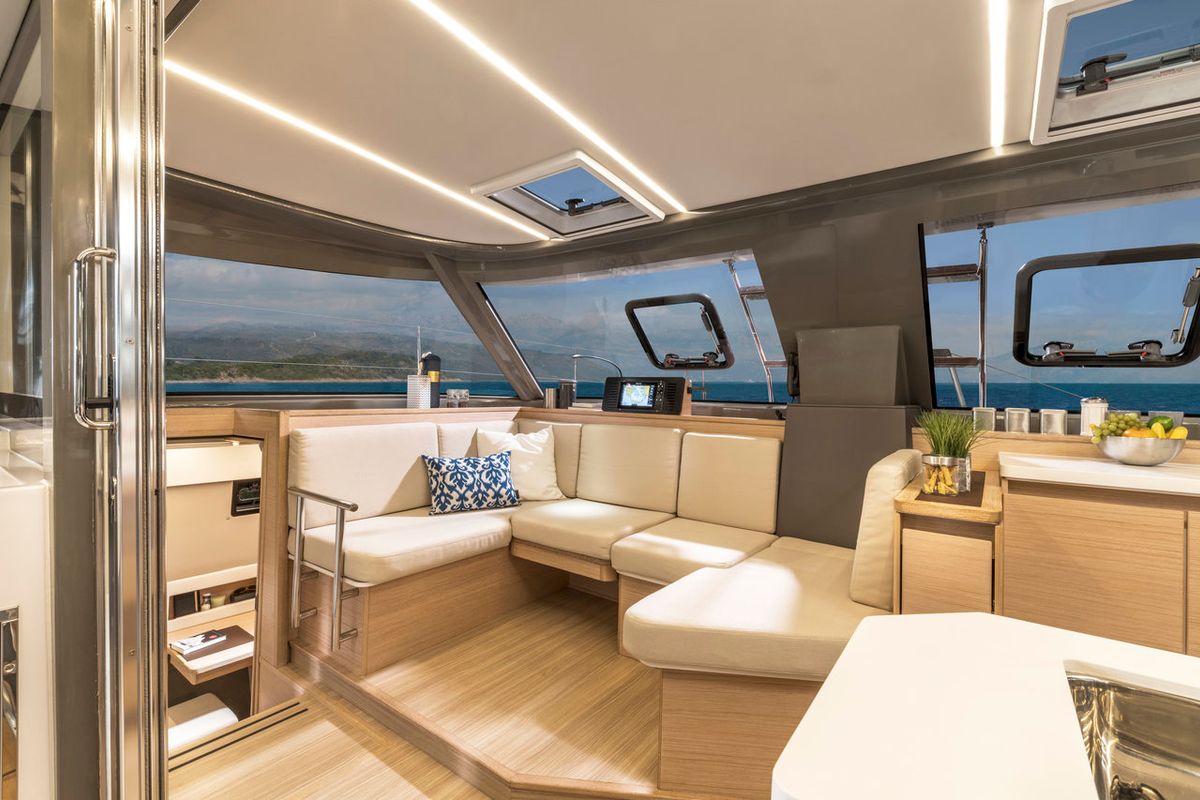 Salon of Sea Spirit, a Nautitech Rochefort Nautitech 40 Open catamaran at Grande Rivière Noire VCA, Mauritius