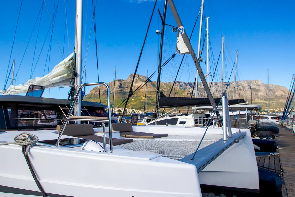 Deck of Sea Spirit, a Nautitech Rochefort Nautitech 40 Open catamaran at Grande Rivière Noire VCA, Mauritius