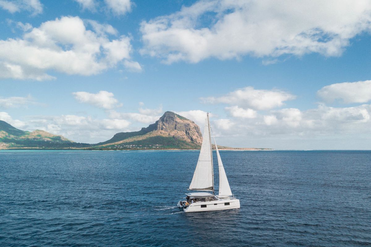 Exterior view of Sea Spirit, a Nautitech Rochefort Nautitech 40 Open catamaran at Grande Rivière Noire VCA, Mauritius