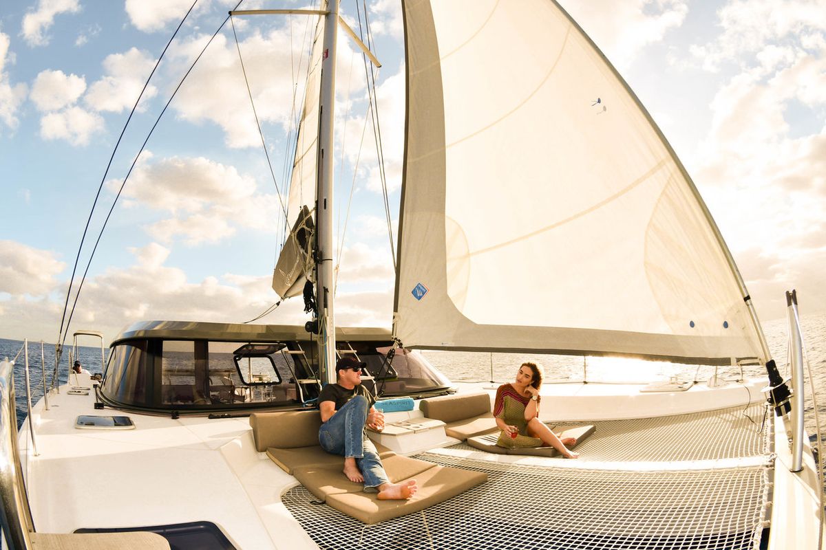 Deck of Sea Spirit, a Nautitech Rochefort Nautitech 40 Open catamaran at Grande Rivière Noire VCA, Mauritius