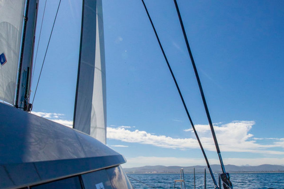 Deck of Sea Spirit, a Nautitech Rochefort Nautitech 40 Open catamaran at Grande Rivière Noire VCA, Mauritius