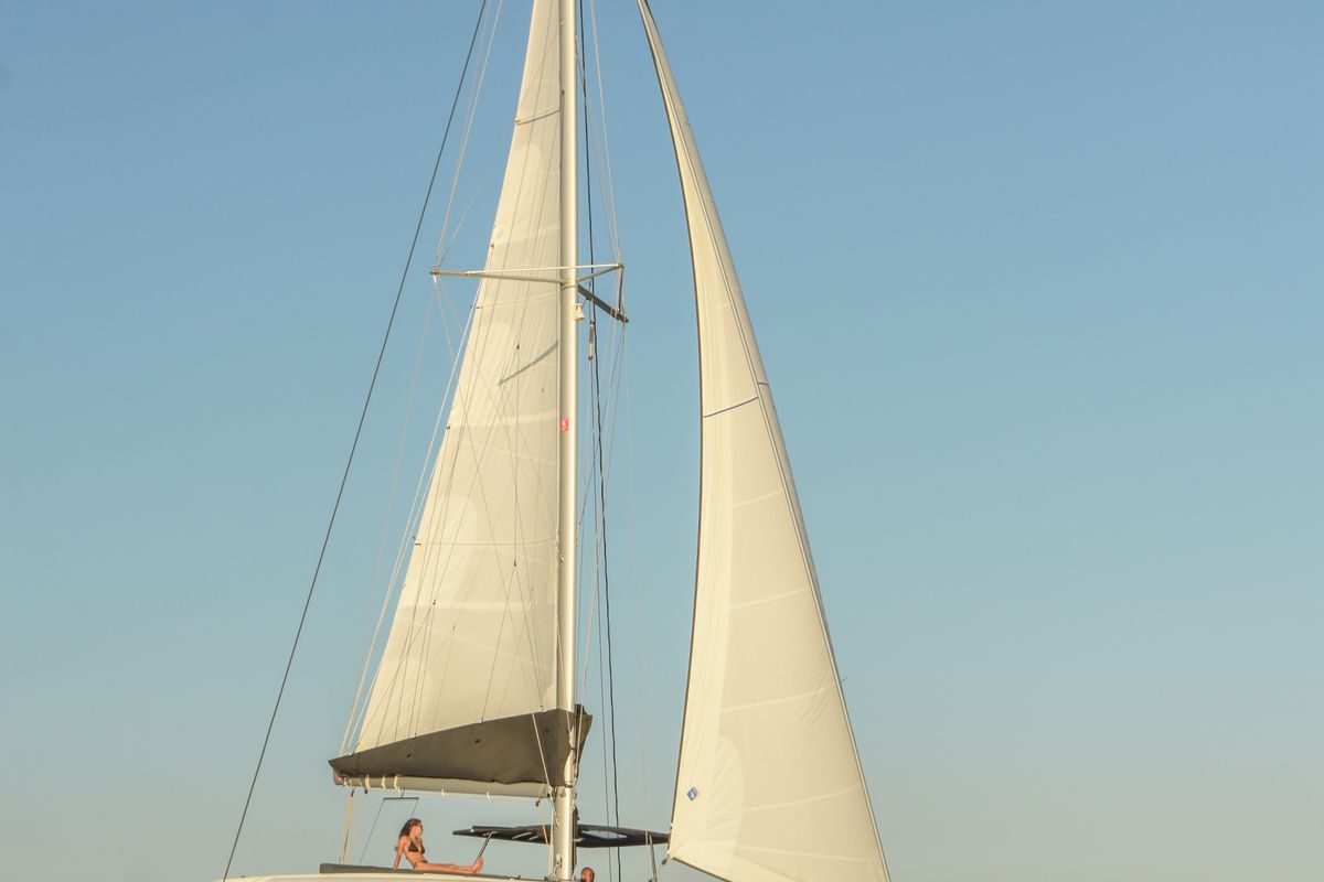 Exterior view of Petalida, a Lagoon 42 catamaran at Kos, Greece
