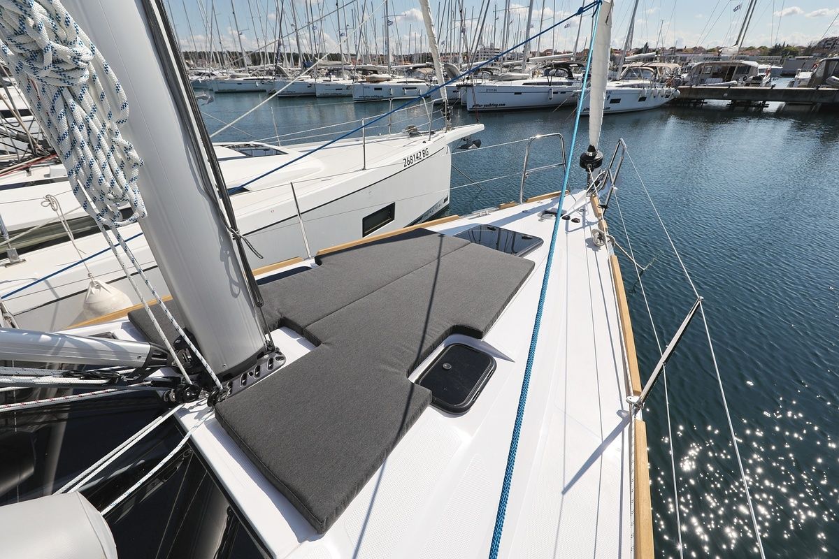 Deck of Kaya, a Elan Impression 40.1 sailboat at Grad Biograd na Moru, Croatia