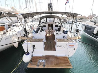 Cockpit of Kaya, a Elan Impression 40.1 sailboat at Grad Biograd na Moru, Croatia