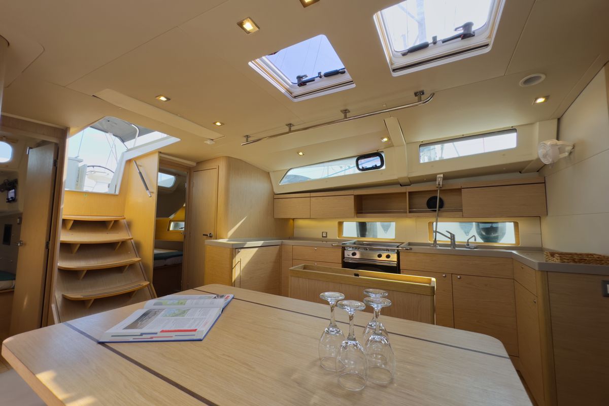 Galley of Sail Away (Refit 2025 - A/C - Electric Heads), a Beneteau Oceanis 46.1 sailboat at Athens, Greece