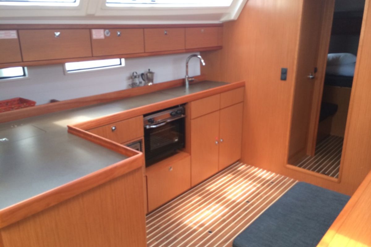 Galley of PROSECCO, a Bavaria Cruiser 46 sailboat at Grad Trogir, Croatia