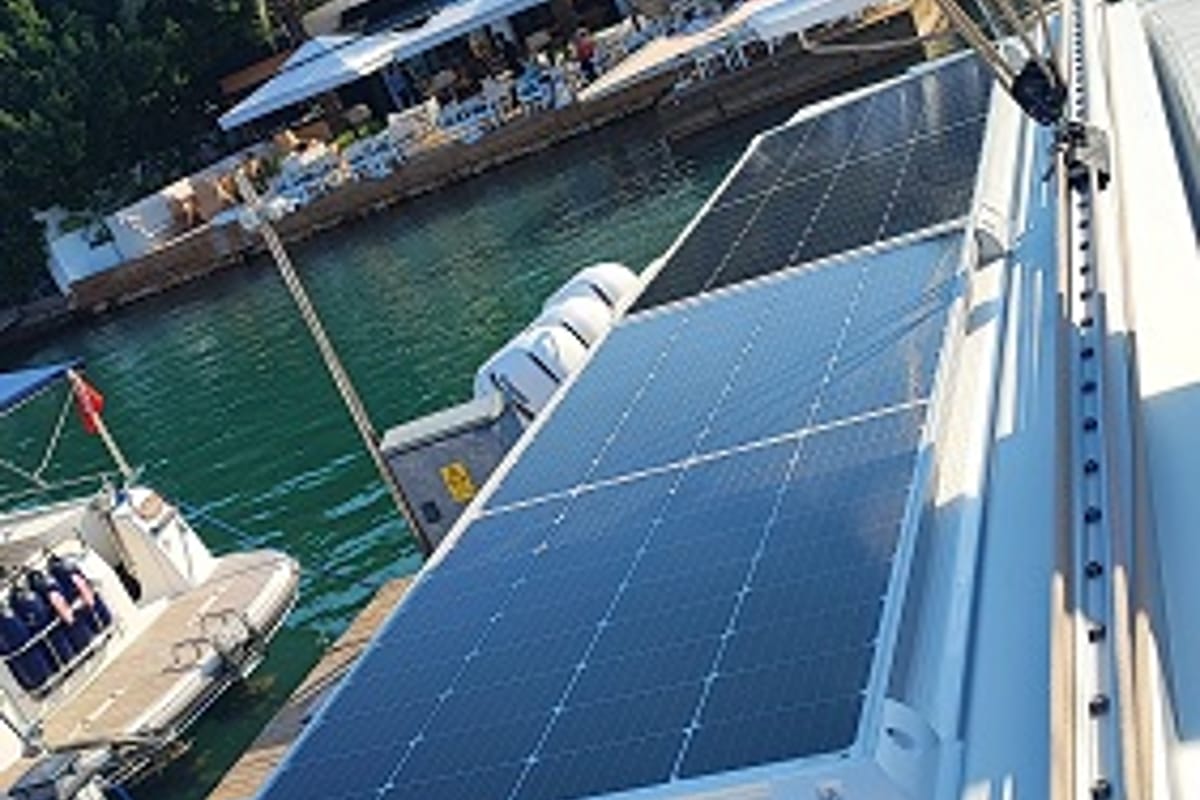 Blue Orion, a Fountaine Pajot Isla 40 catamaran at Fethiye, Turkey