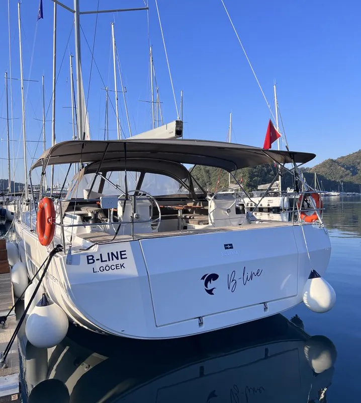 Exterior view of B-Line, a Bavaria C50 sailboat at Fethiye, Turkey