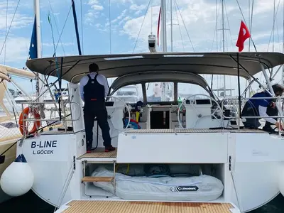 Cockpit of B-Line, a Bavaria C50 sailboat at Fethiye, Turkey