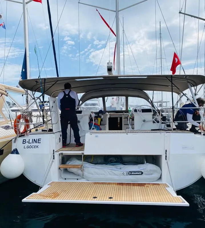 Cockpit of B-Line, a Bavaria C50 sailboat at Fethiye, Turkey