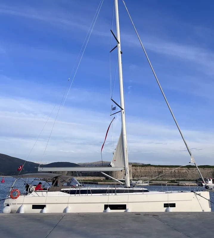 Exterior view of B-Line, a Bavaria C50 sailboat at Fethiye, Turkey