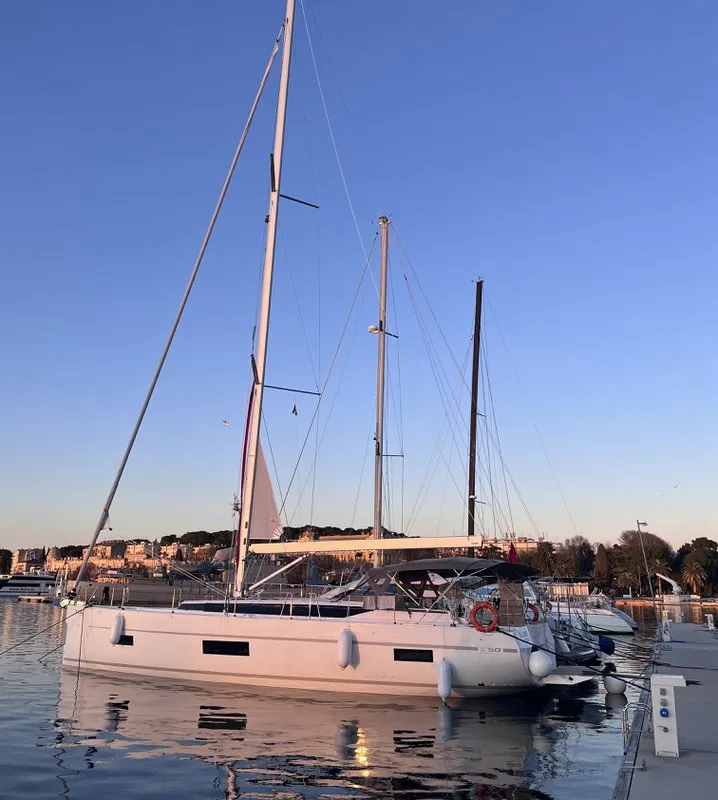 Exterior view of B-Line, a Bavaria C50 sailboat at Fethiye, Turkey