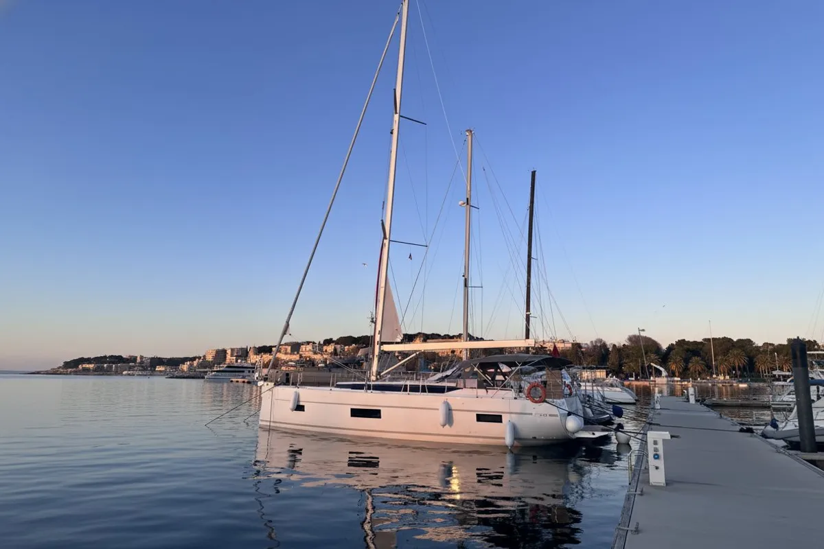 Exterior view of B-Line, a Bavaria C50 sailboat at Fethiye, Turkey