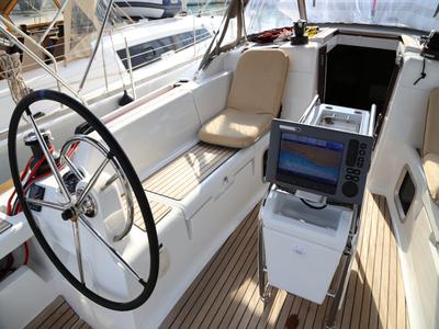 Cockpit of Kandur II , a Jeanneau Sun Odyssey 419 sailboat at Grad Kaštela, Croatia