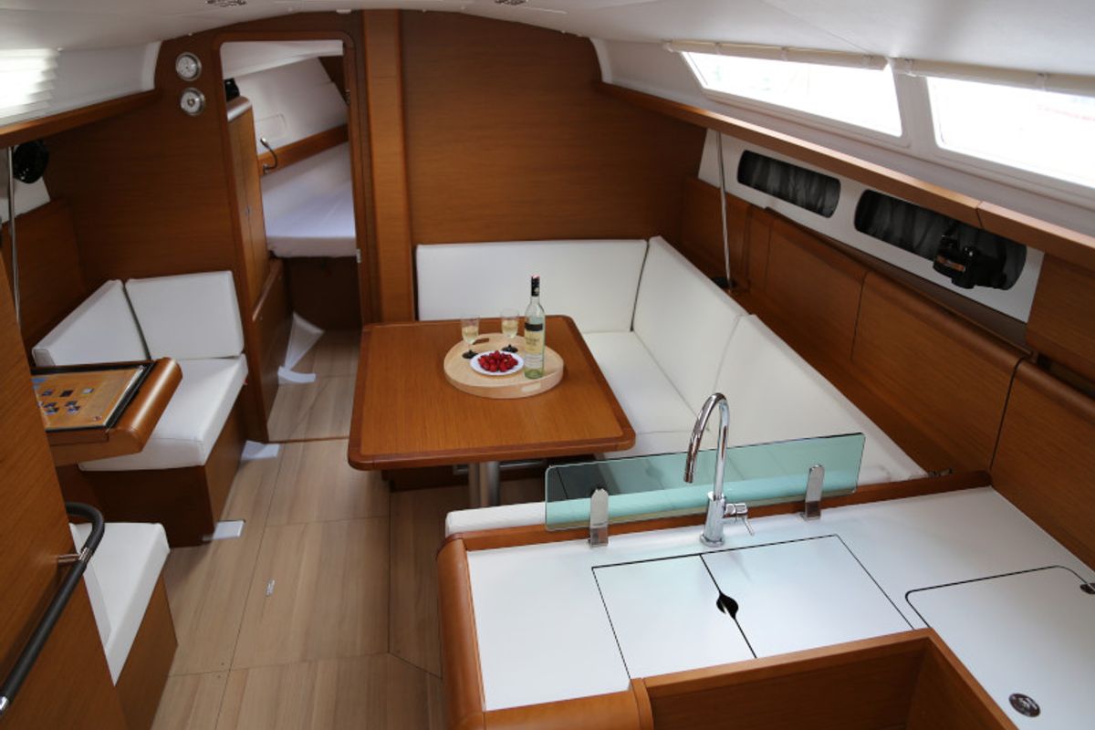 Salon of Kandur II , a Jeanneau Sun Odyssey 419 sailboat at Grad Kaštela, Croatia