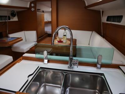 Galley of Kandur II , a Jeanneau Sun Odyssey 419 sailboat at Grad Kaštela, Croatia