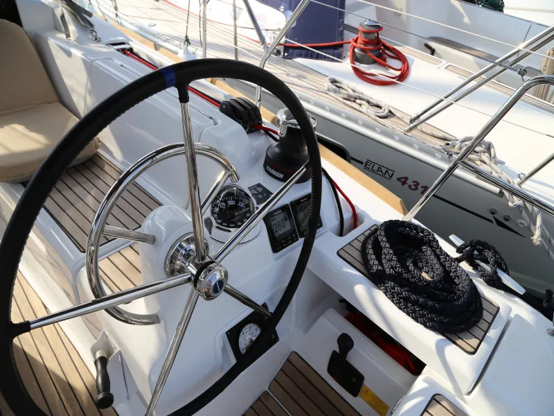 Cockpit of Kandur II , a Jeanneau Sun Odyssey 419 sailboat at Grad Kaštela, Croatia
