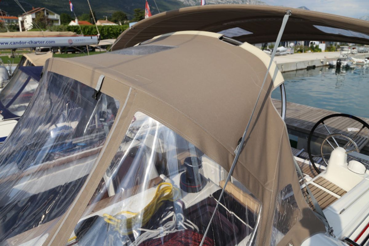 Deck of Kandur II , a Jeanneau Sun Odyssey 419 sailboat at Grad Kaštela, Croatia
