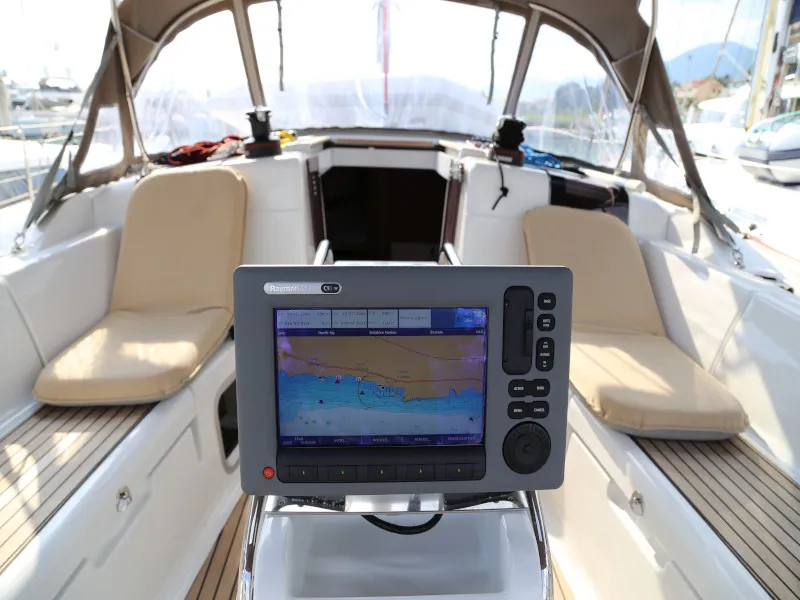 Cockpit of Kandur II , a Jeanneau Sun Odyssey 419 sailboat at Grad Kaštela, Croatia