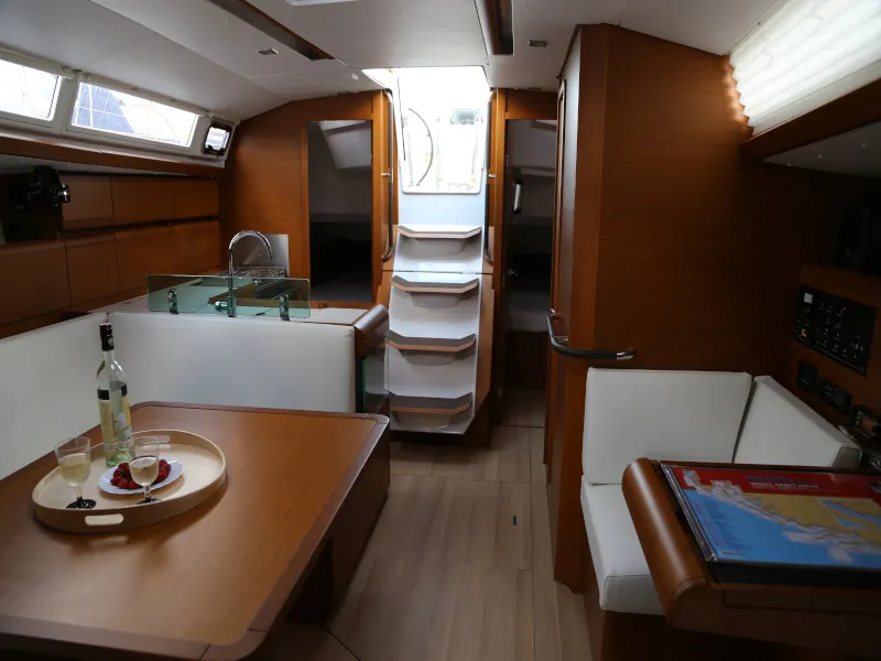 Salon of Kandur II , a Jeanneau Sun Odyssey 419 sailboat at Grad Kaštela, Croatia