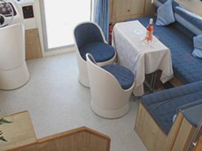 Salon of Calypso, a Cygnet Calypso motorboat at Portiragnes, France