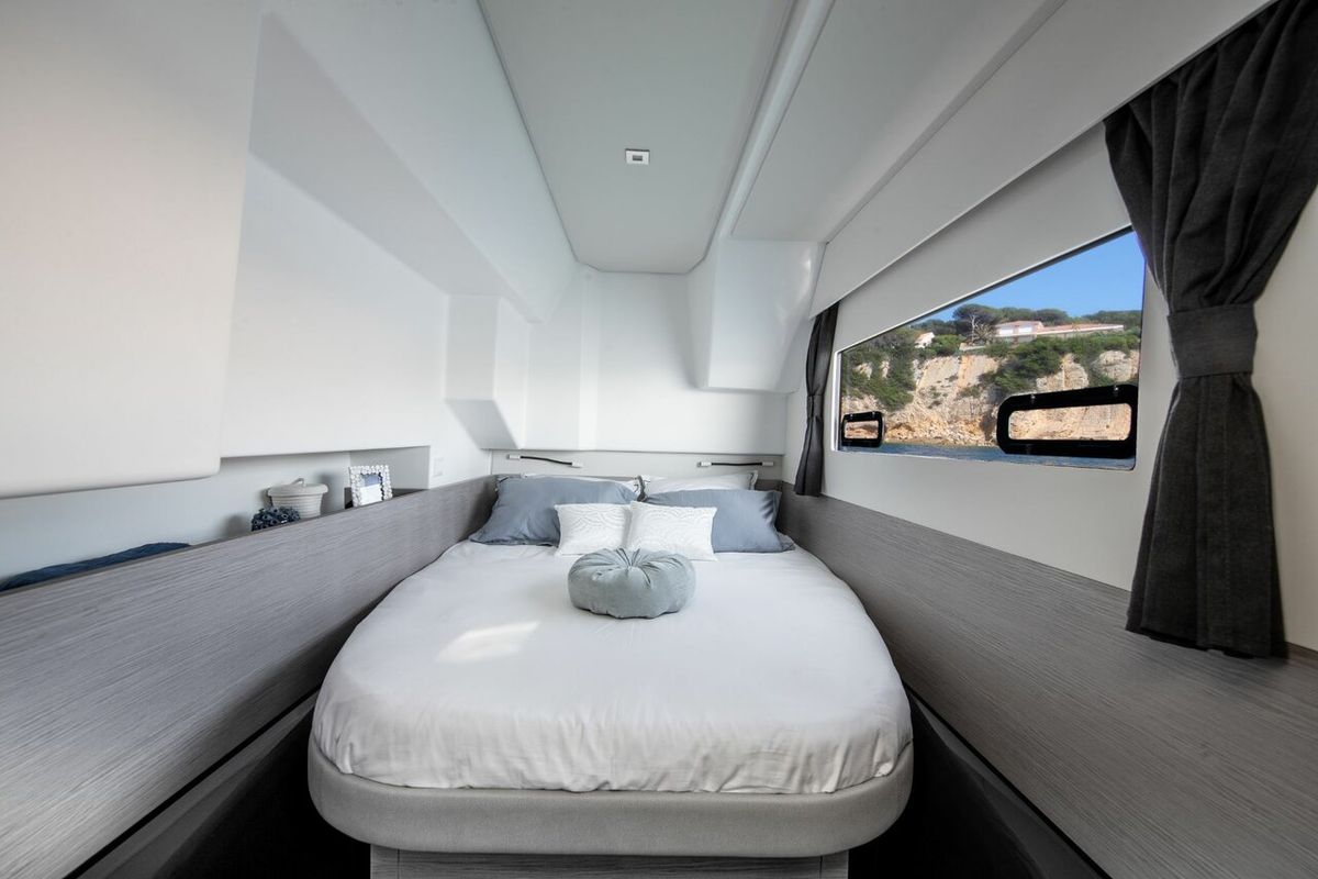 Cabin on Dana, a Fountaine Pajot MY4.S catamaran at Seget Donji, Croatia