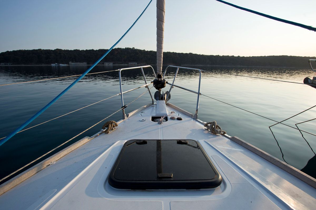 Deck of Tariq, a Elan Impression 40 sailboat at Mali Lošinj, Croatia