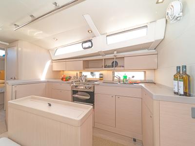 Galley of Beautiful Helen, a Beneteau Oceanis 46.1 sailboat at Kos, Greece