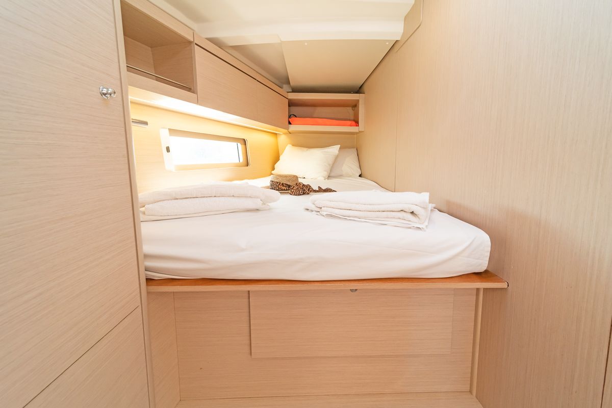 Cabin on Beautiful Helen, a Beneteau Oceanis 46.1 sailboat at Kos, Greece
