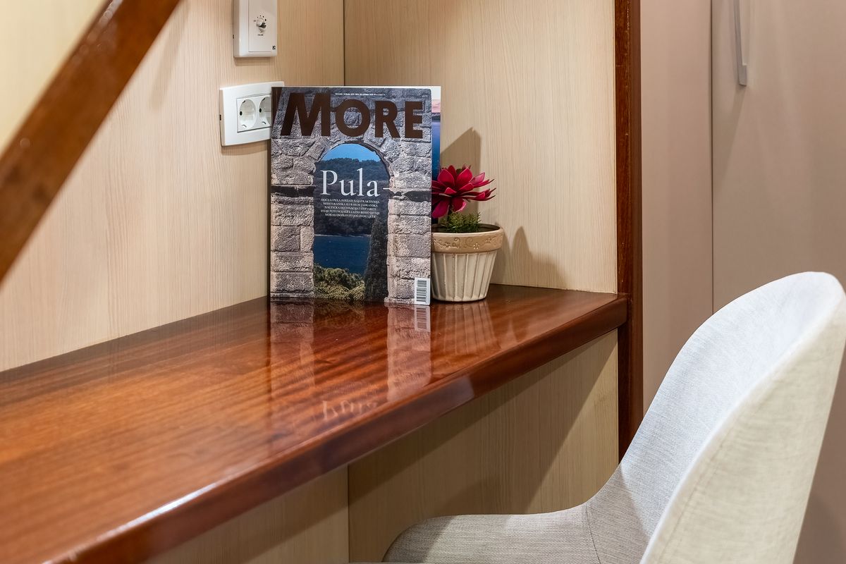 Cabin on MS Carpe Diem, a Gulet Motor sailer motorboat at Grad Trogir, Croatia
