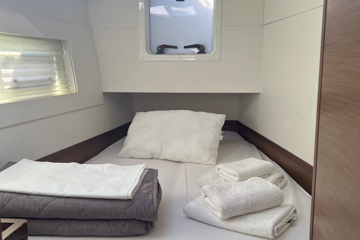 Cabin on Bella Mare, a Lagoon 40 catamaran at Athens, Greece
