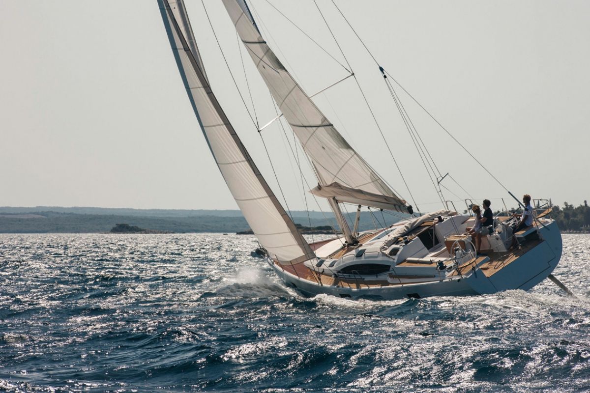 Exterior view of Moonlight, a Elan Impression 50 sailboat at Grad Biograd na Moru, Croatia