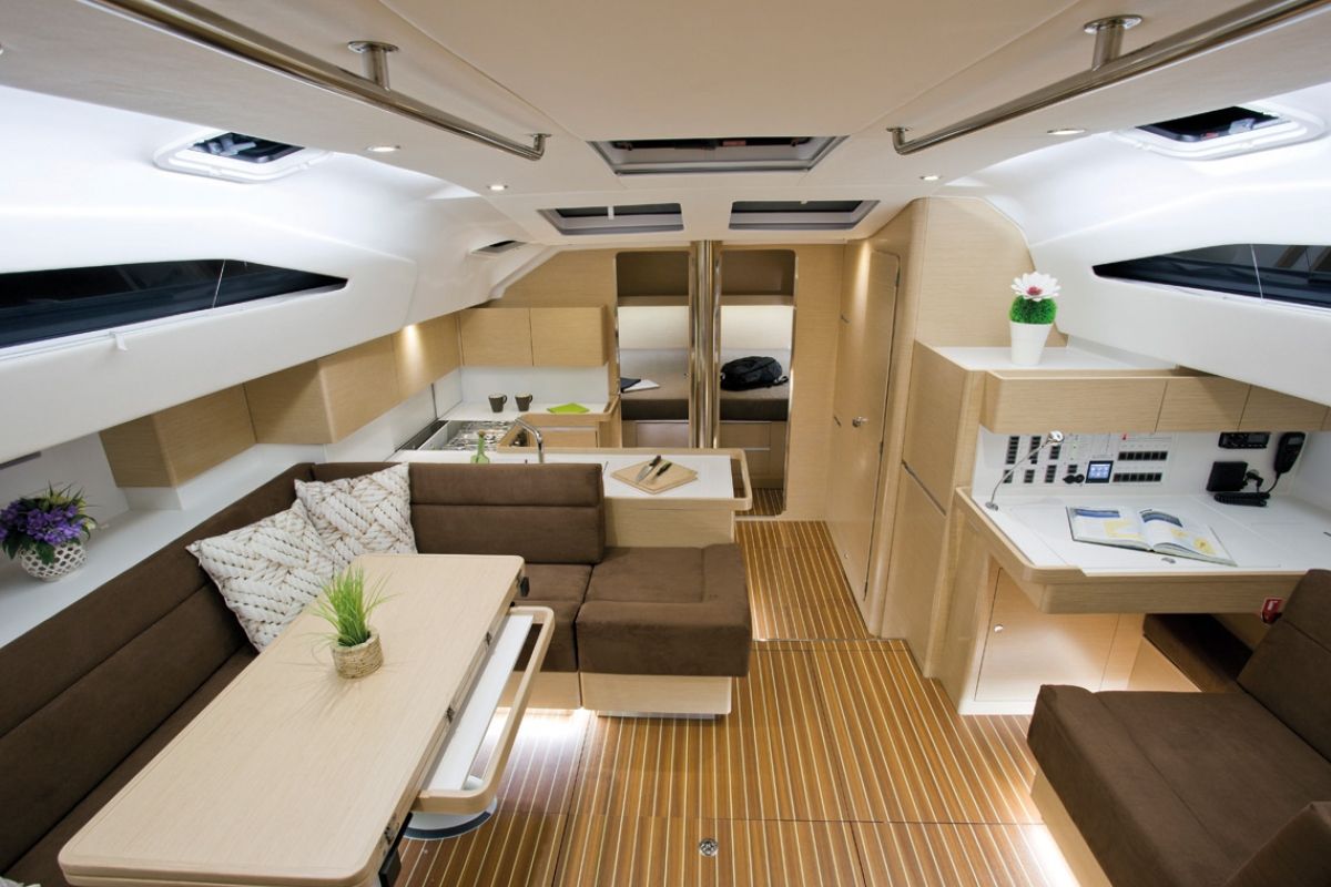 Salon of Moonlight, a Elan Impression 50 sailboat at Grad Biograd na Moru, Croatia