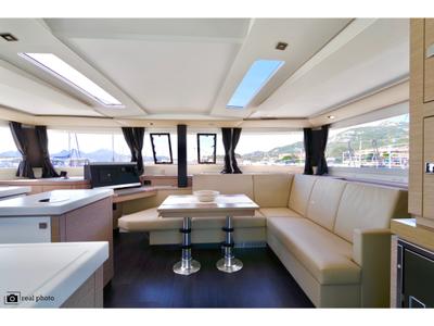 Salon of Orsa 3, a Fountaine Pajot Saona 47 catamaran at Cannigione, Italy