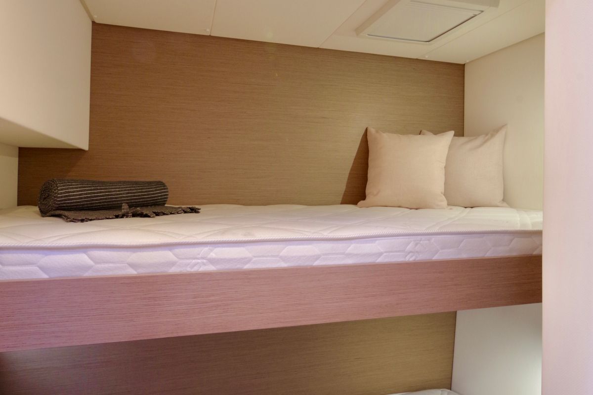 Cabin on Orsa 3, a Fountaine Pajot Saona 47 catamaran at Cannigione, Italy
