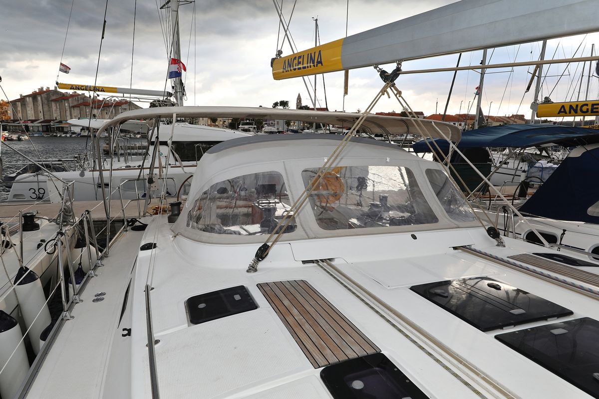 Deck of Siegal, a Bavaria Cruiser 50 sailboat at Grad Biograd na Moru, Croatia