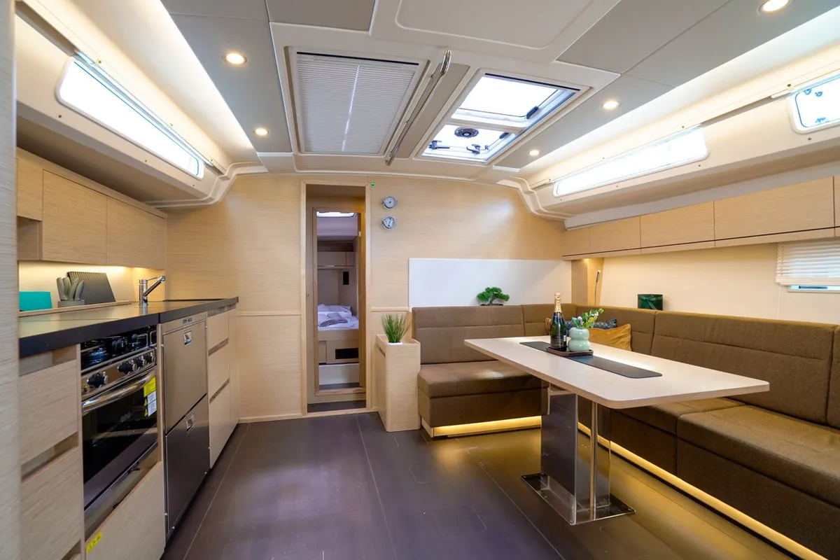 Galley of Evelyn, a Hanse Yachts Hanse 508 sailboat at Seget Donji, Croatia