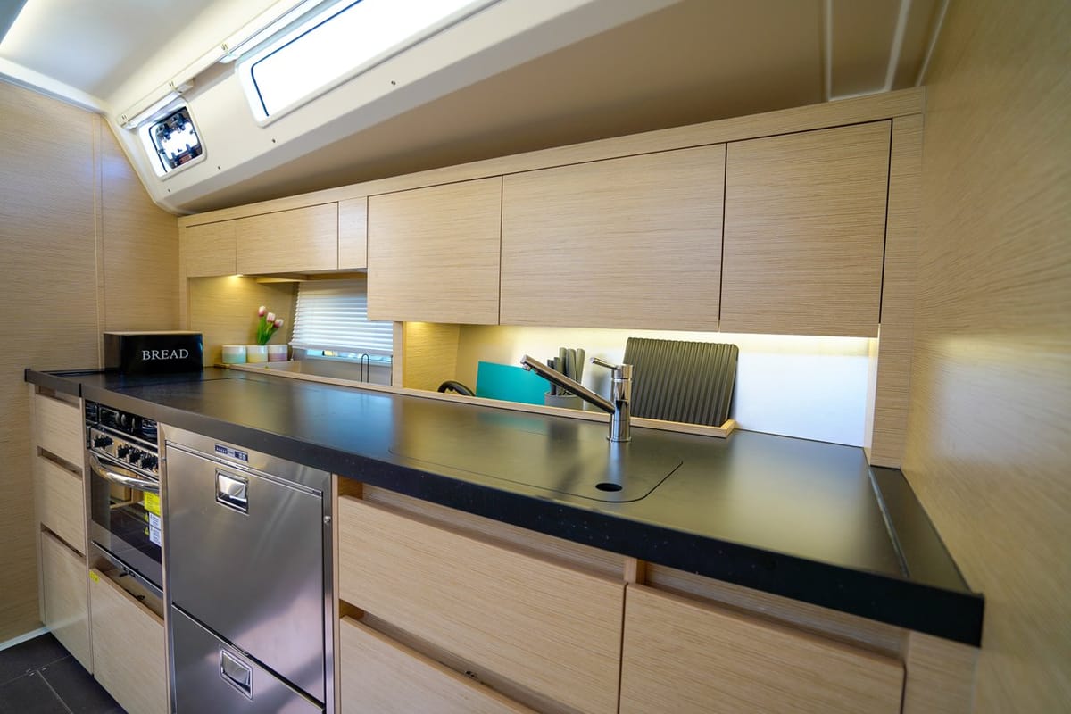 Galley of Evelyn, a Hanse Yachts Hanse 508 sailboat at Seget Donji, Croatia