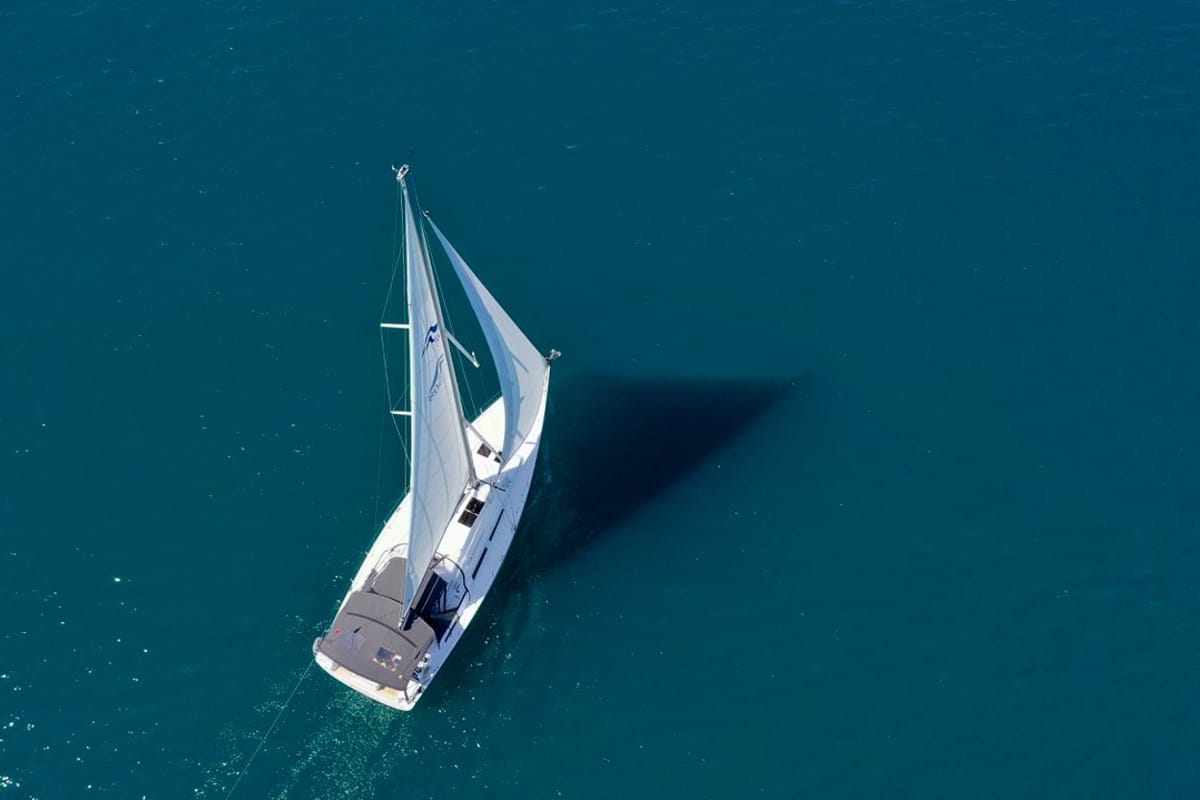 Exterior view of Evelyn, a Hanse Yachts Hanse 508 sailboat at Seget Donji, Croatia